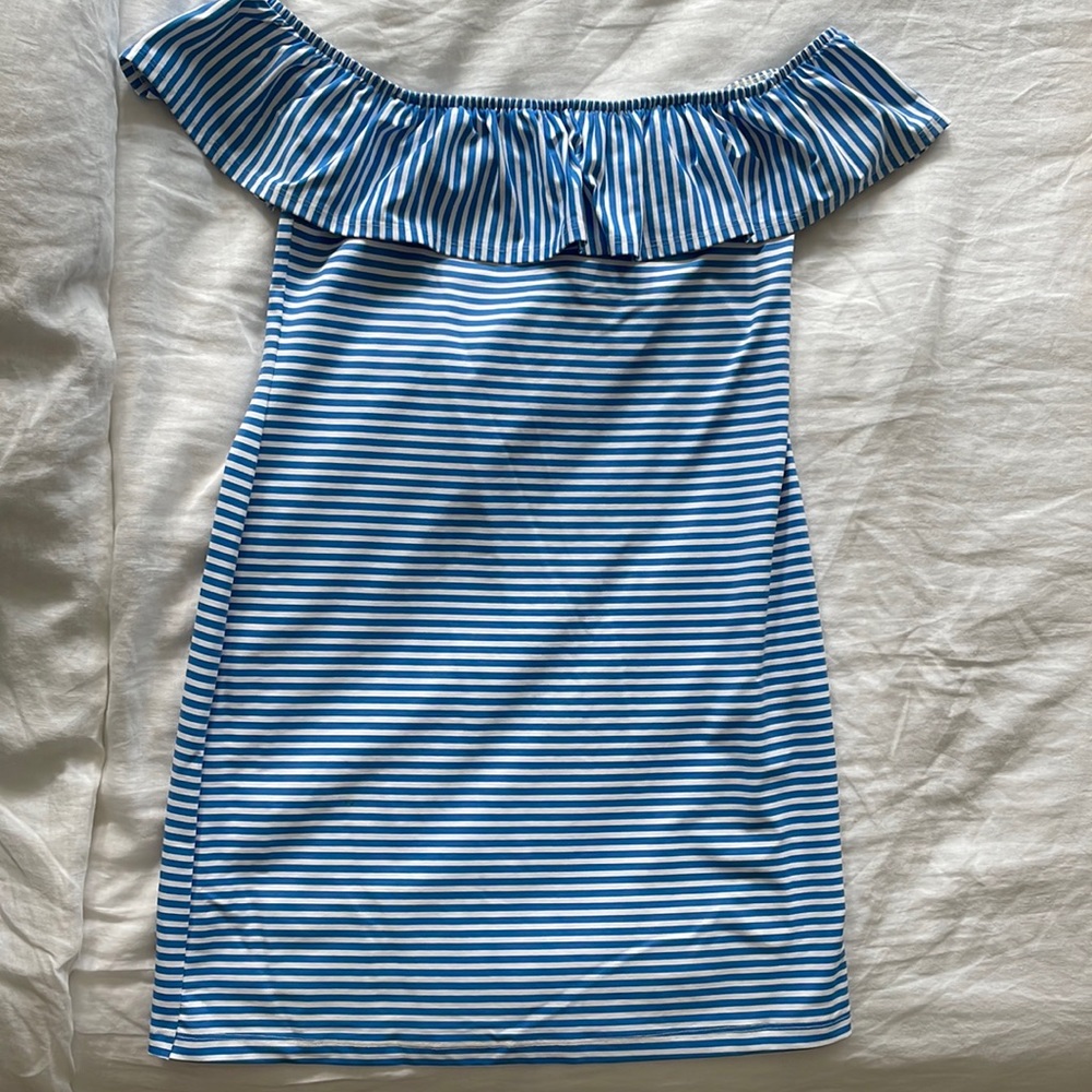 Tuckernuck ruffle off the shoulder dress, L
